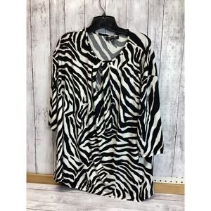 Grateful Women Zebra Print Long Sleeve Lightweight Knit Tunic 3X Plus Size NWT